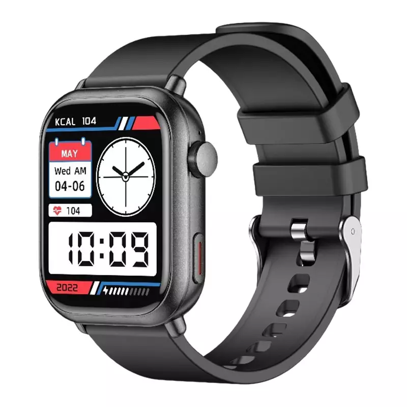 Jam Tangan Unisex Olike Meta S2 Smartwatch With HD Screen 1000mAh Sync Strava IP68 Black Rubber Strap