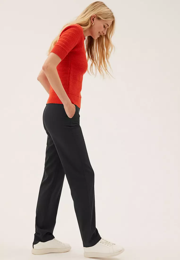 Straight Leg Trousers With Stretch