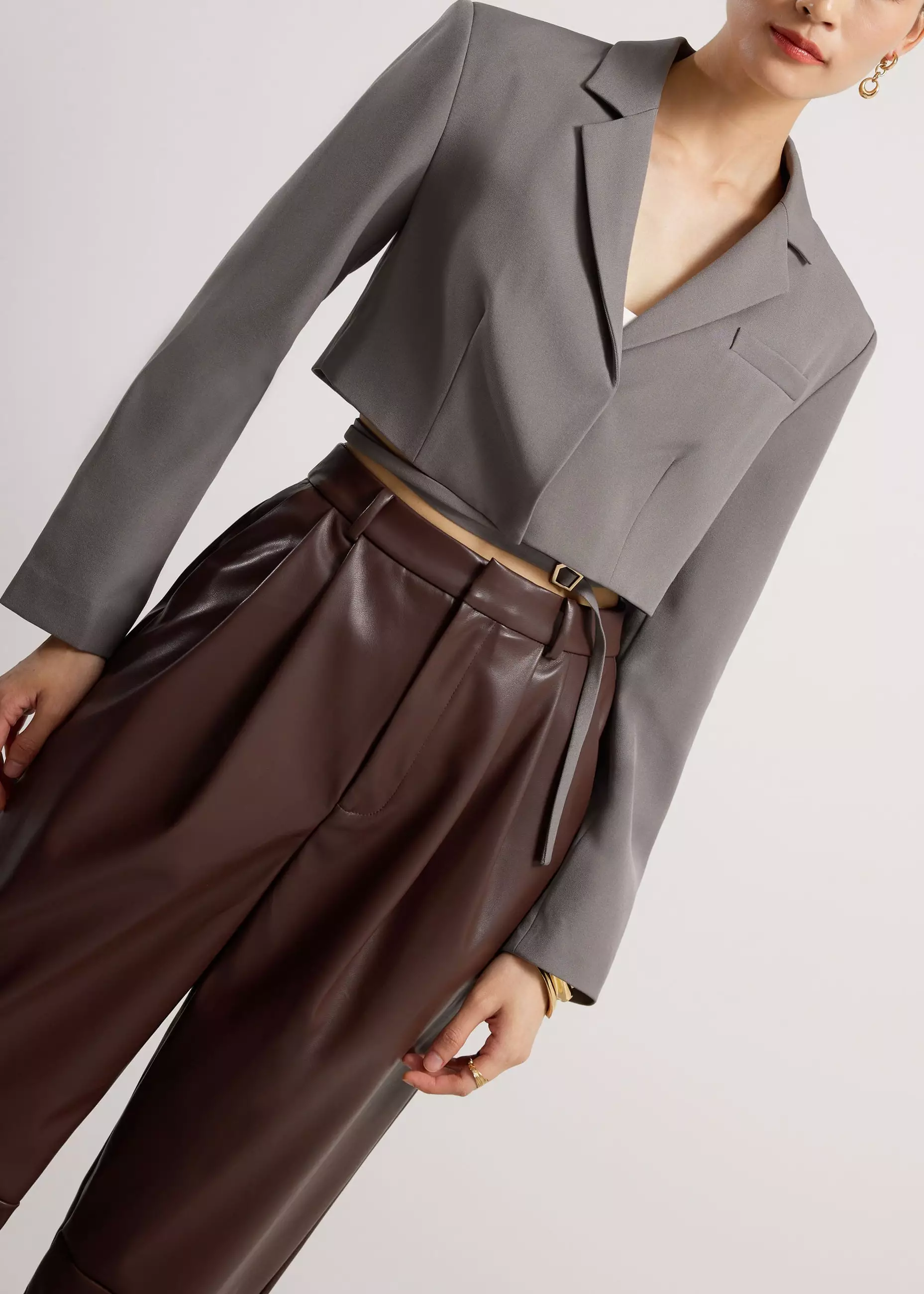 Blazer Wanita - RuchedReady® Oversized Front Wrap Crop Blazer