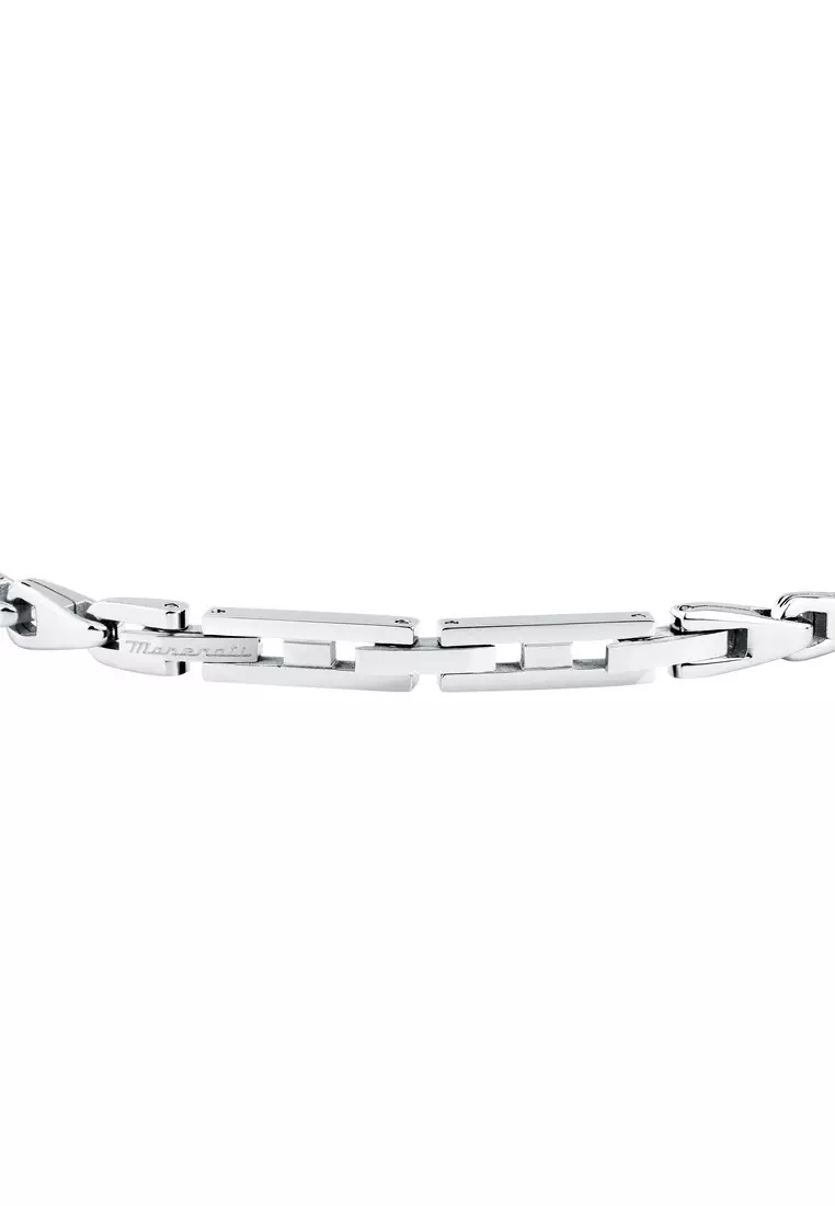 Maserati Jewels 22cm Men's Stainless Steel Bracelet, Silver, JM425AVD102 (Adjustable)