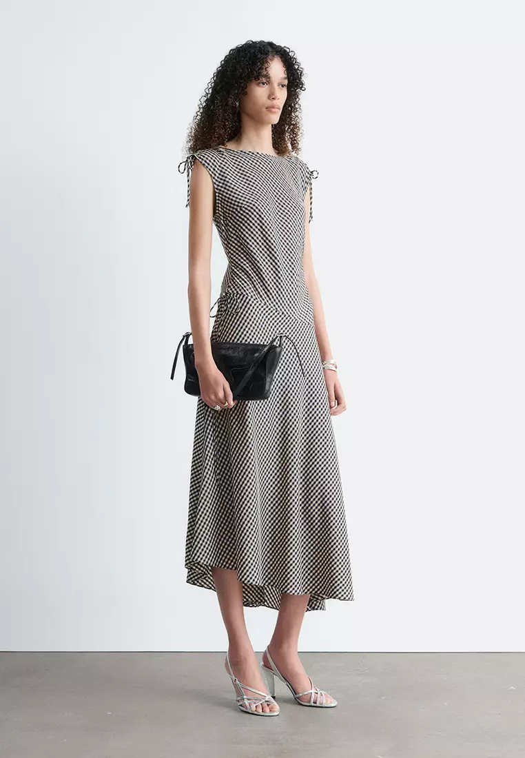 Asymmetric Draped Midi Dress
