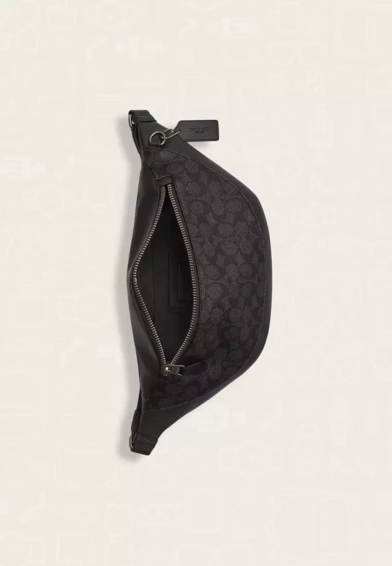 Coach Warren Belt Bag In Signature Canvas Charcoal Black
