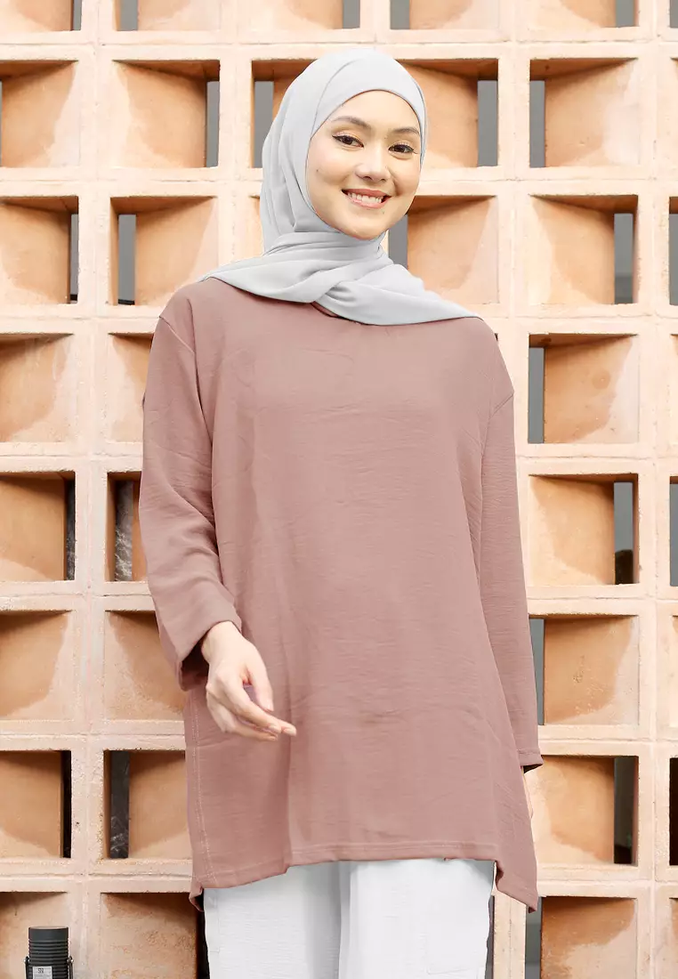 Cotton Bee - Audrey Blouse | Atasan Wanita Lengan Panjang | Blouse Basic - Brown