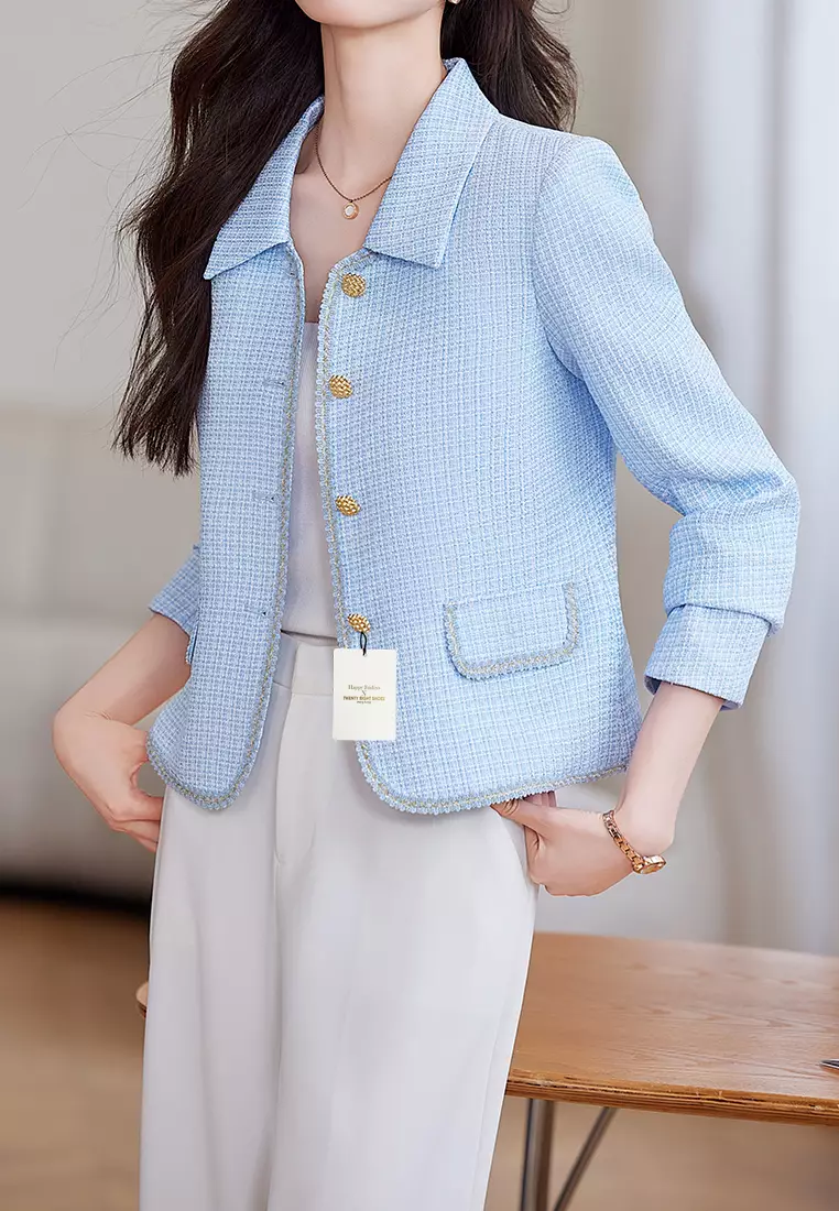 Cropped Square Collar Suit Jacket YGH-EY8932