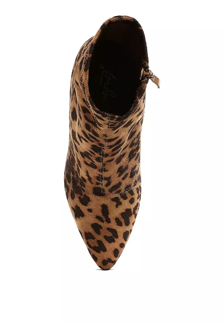Microfiber Wedge Sock Boots in Leopard