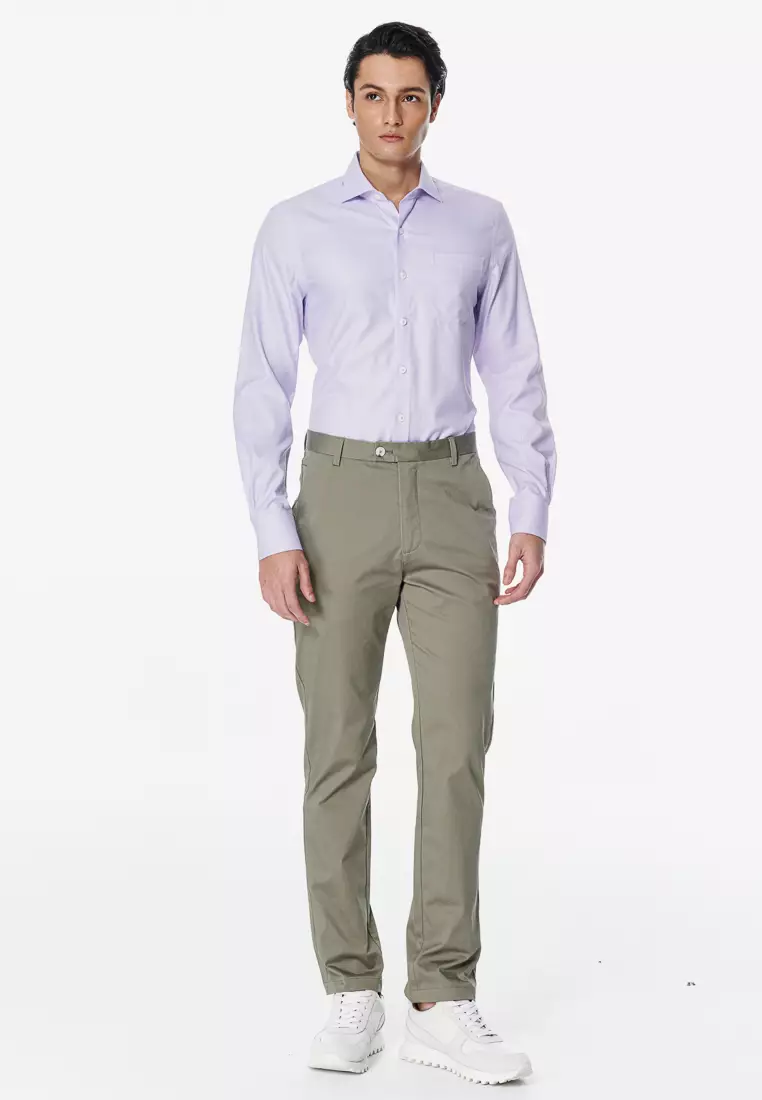 Milano Collection Grey Violet Textured Slim Fit Shirt