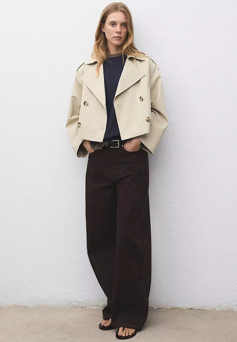 Double-Breasted Cropped Trench Coat