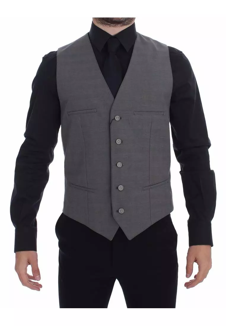 Buy Dolce Gabbana Dolce Gabbana Gray Cotton Slim Fit Button