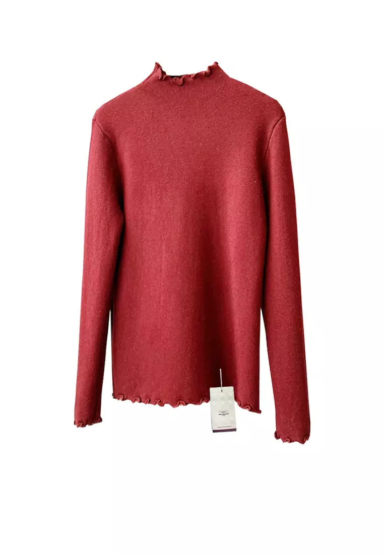 Red high clearance neck sweater