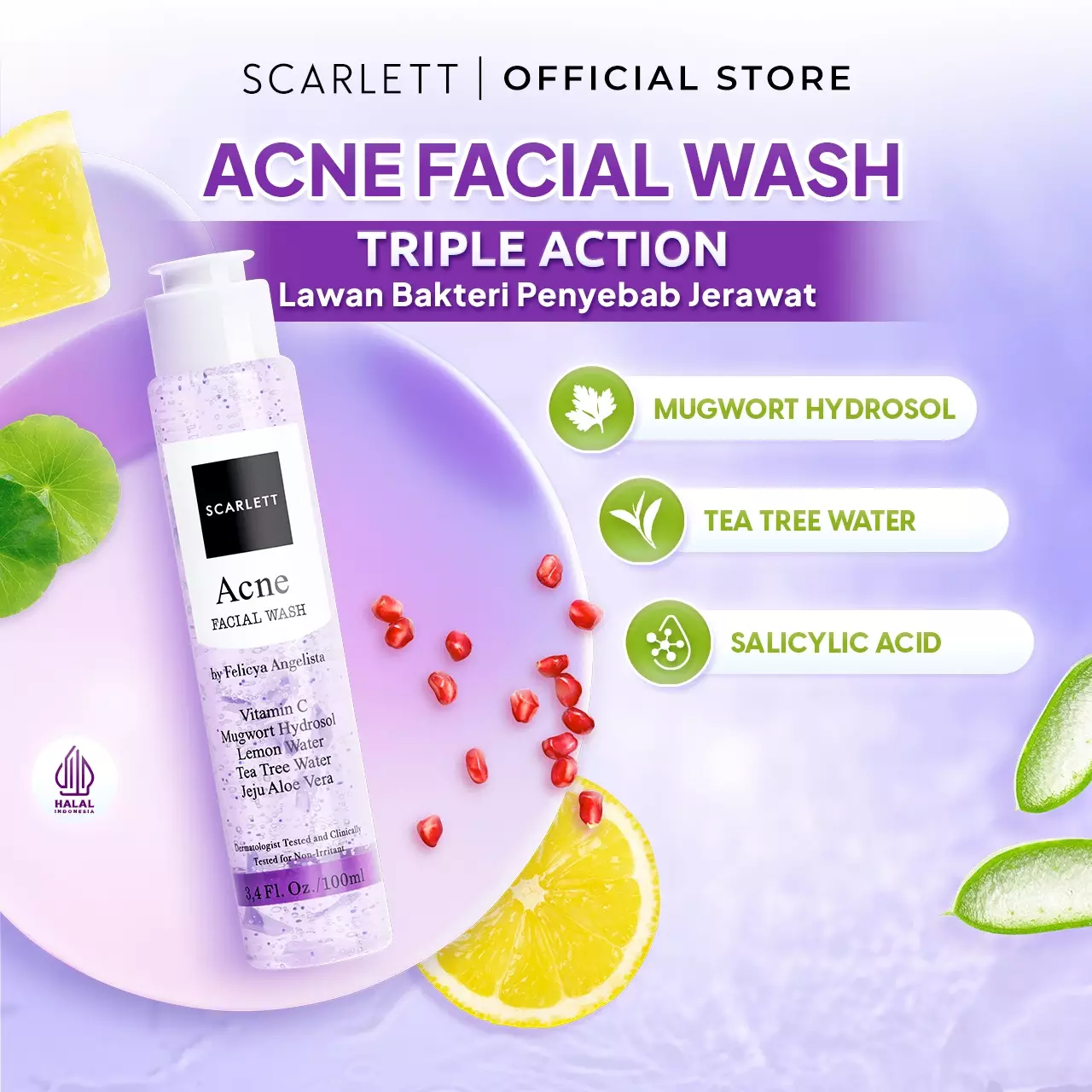 Scarlett Whitening Acne Facial Wash + Acne Serum