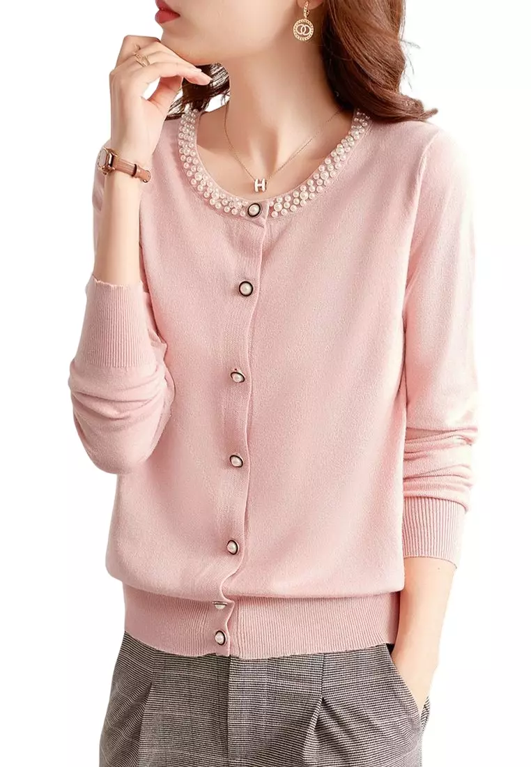 Buy ONX.HK Crew Neck Beaded Rib Knit Sweater Online ZALORA Malaysia