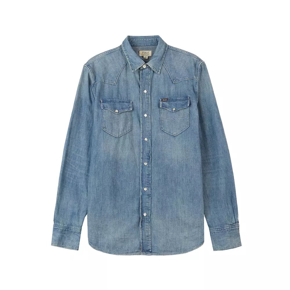 Icon Western Long Sleeves Shirt Washed Denim