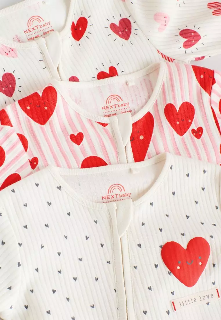 Two Way Zip Baby Sleepsuits 3 Pack