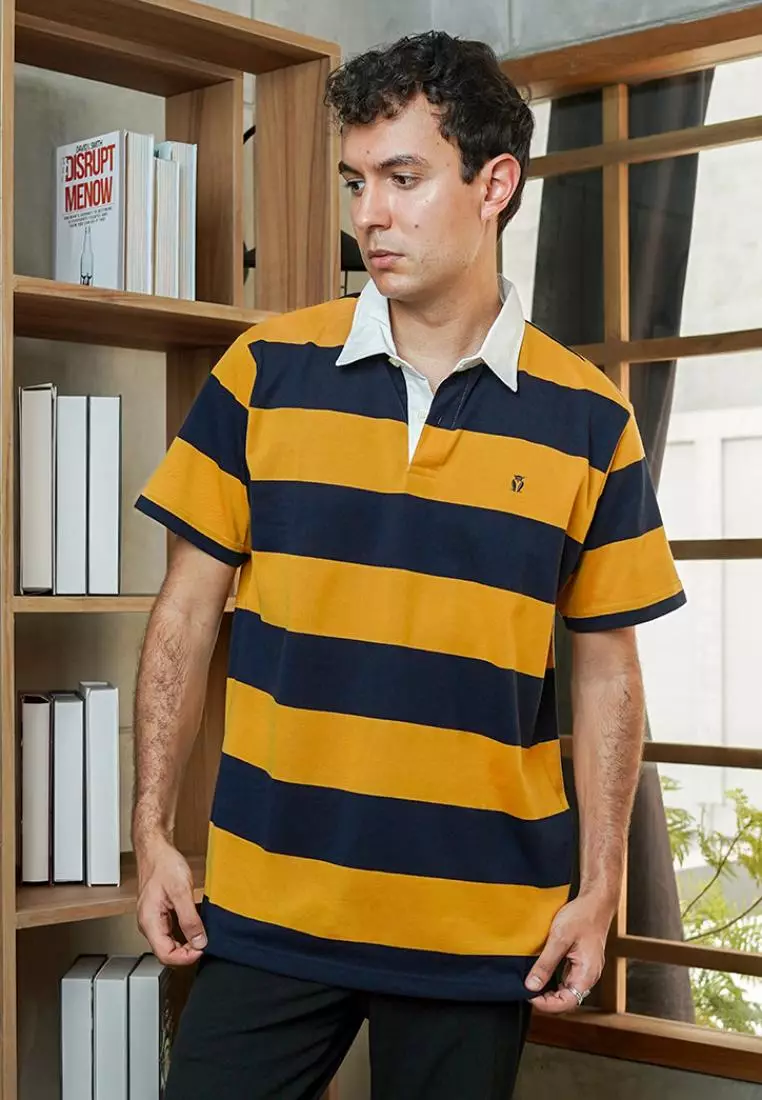 Matsuda Kaos Rugby Polo Shirt Pria Katun Lengan Pendek Noshiro