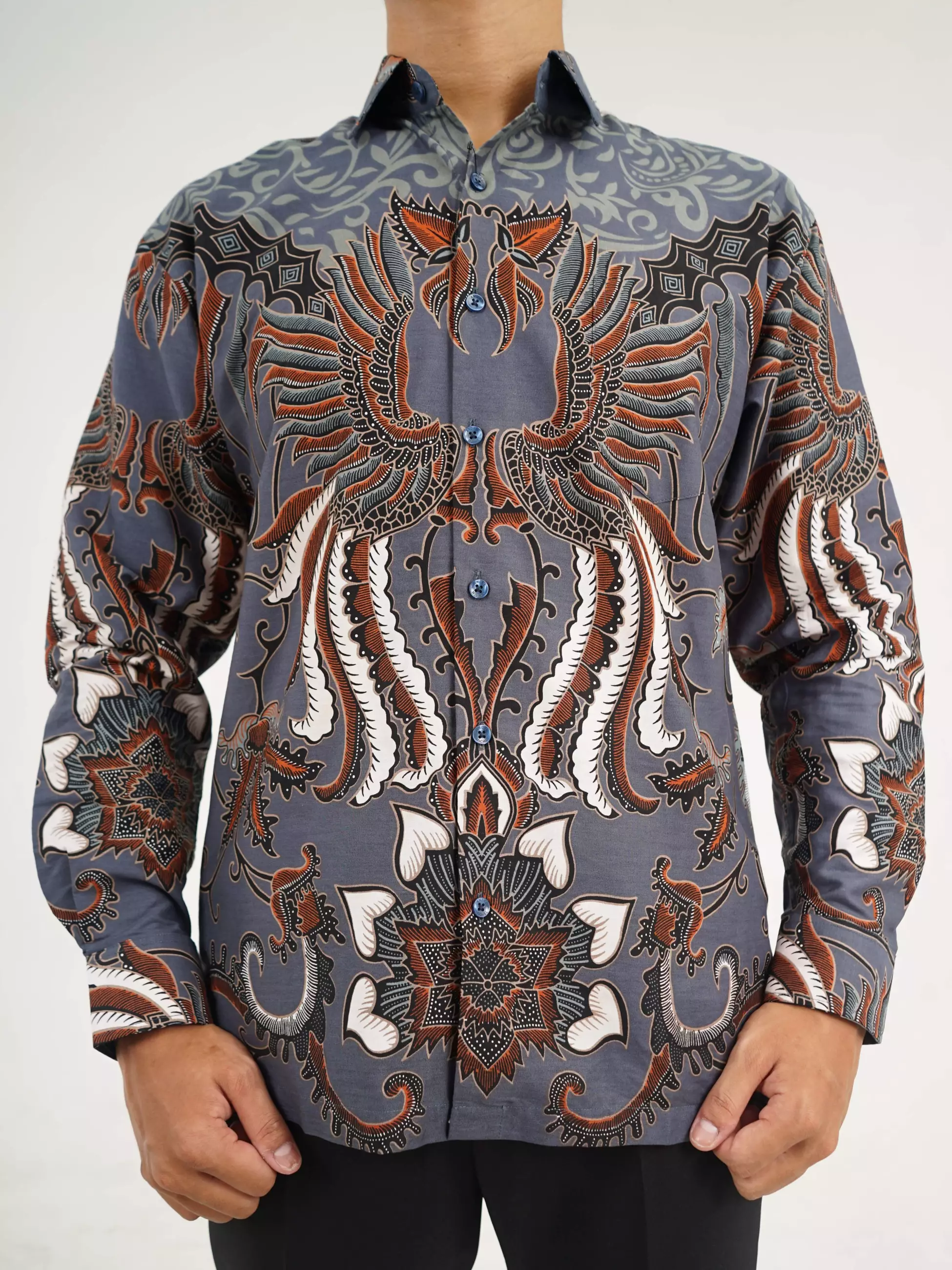 Andre Michel Kemeja Batik Lengan Panjang Hijau Tua Motif 16643