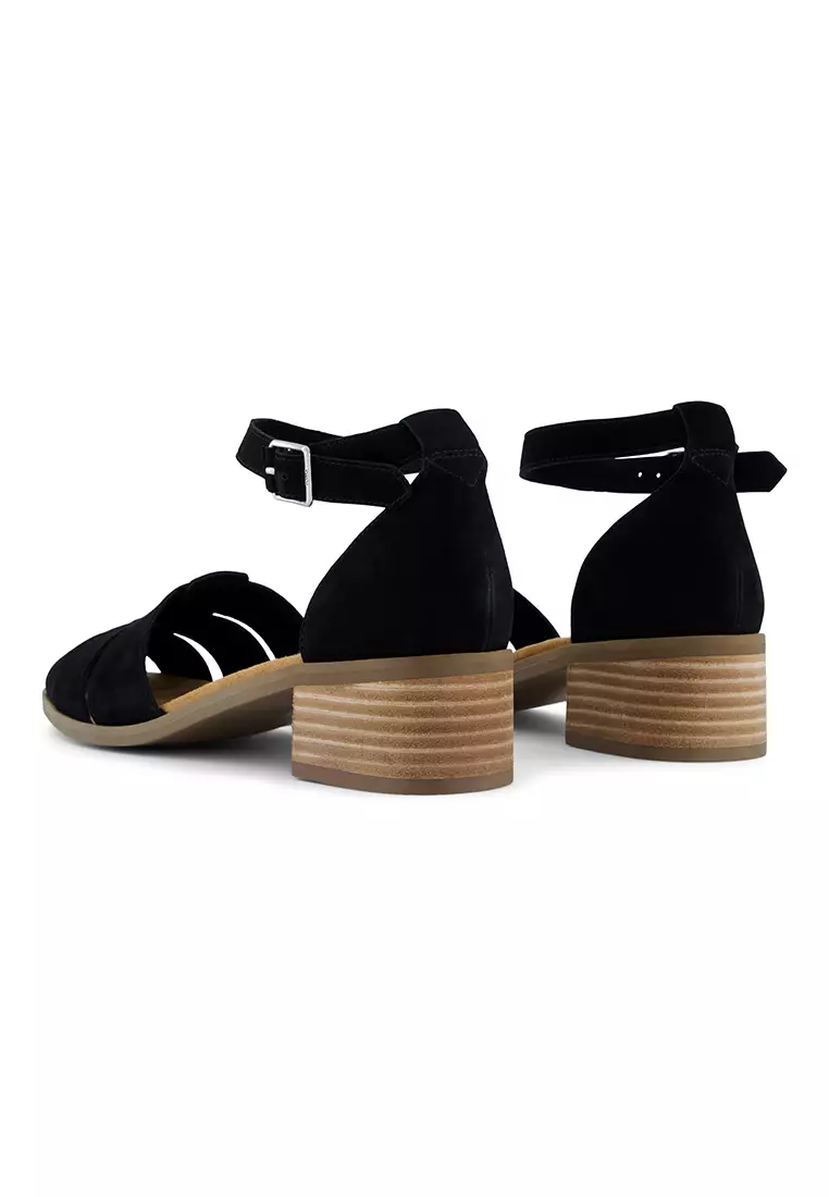 TOMS Women Jaclyn Fisherman Black Kid Suede Heels
