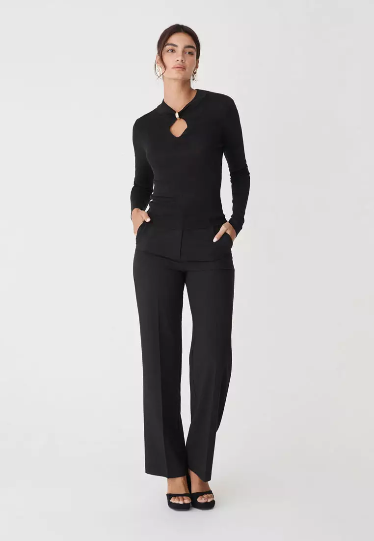 Ciara Keyhole Lurex Knit Top