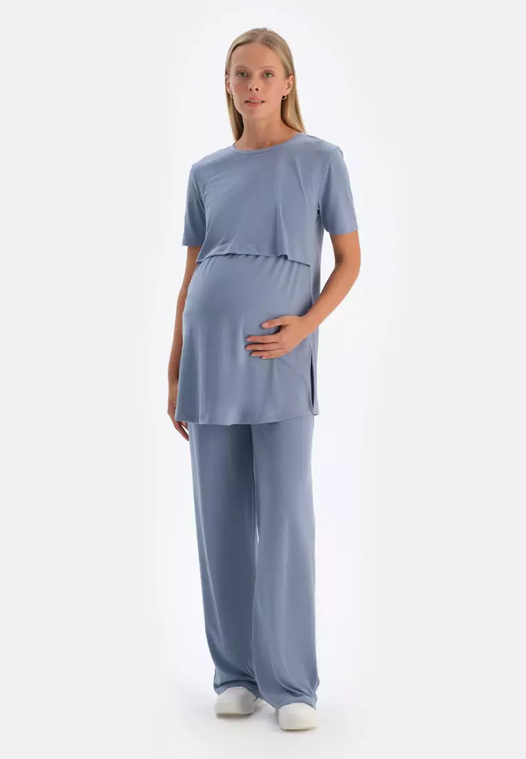 Indigo Maternity Trousers, Regular, Long Leg, Loungewear for Women