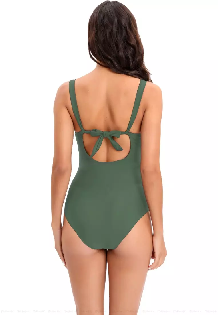 Belted Swimsuit in Dark Green and Black - La Perla - US
