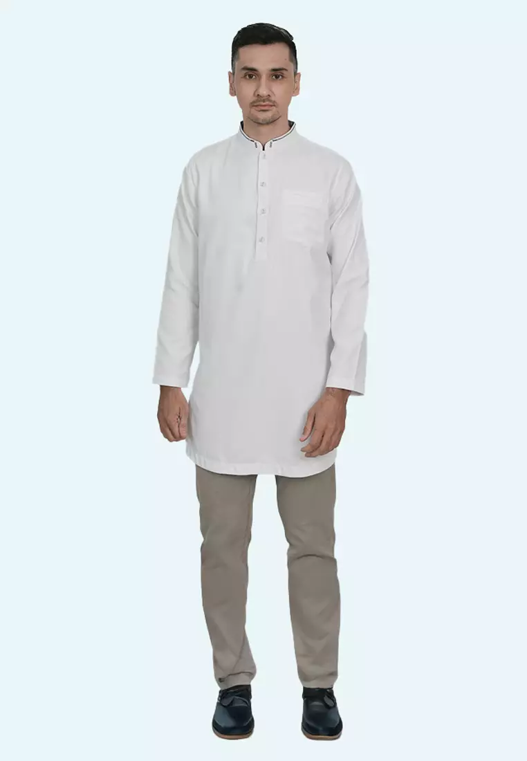 LGS - Kemeja Koko Pria - Reguler Fit - Kerah Shanghai - Putih - Lengan Panjang - CSH.283.S2071K.444.C-L/S