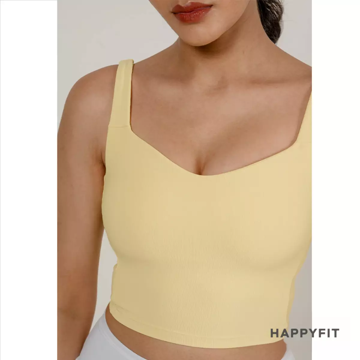 Happyfit Ribbed Tennis Tank Sports Bra - Yellow Butter