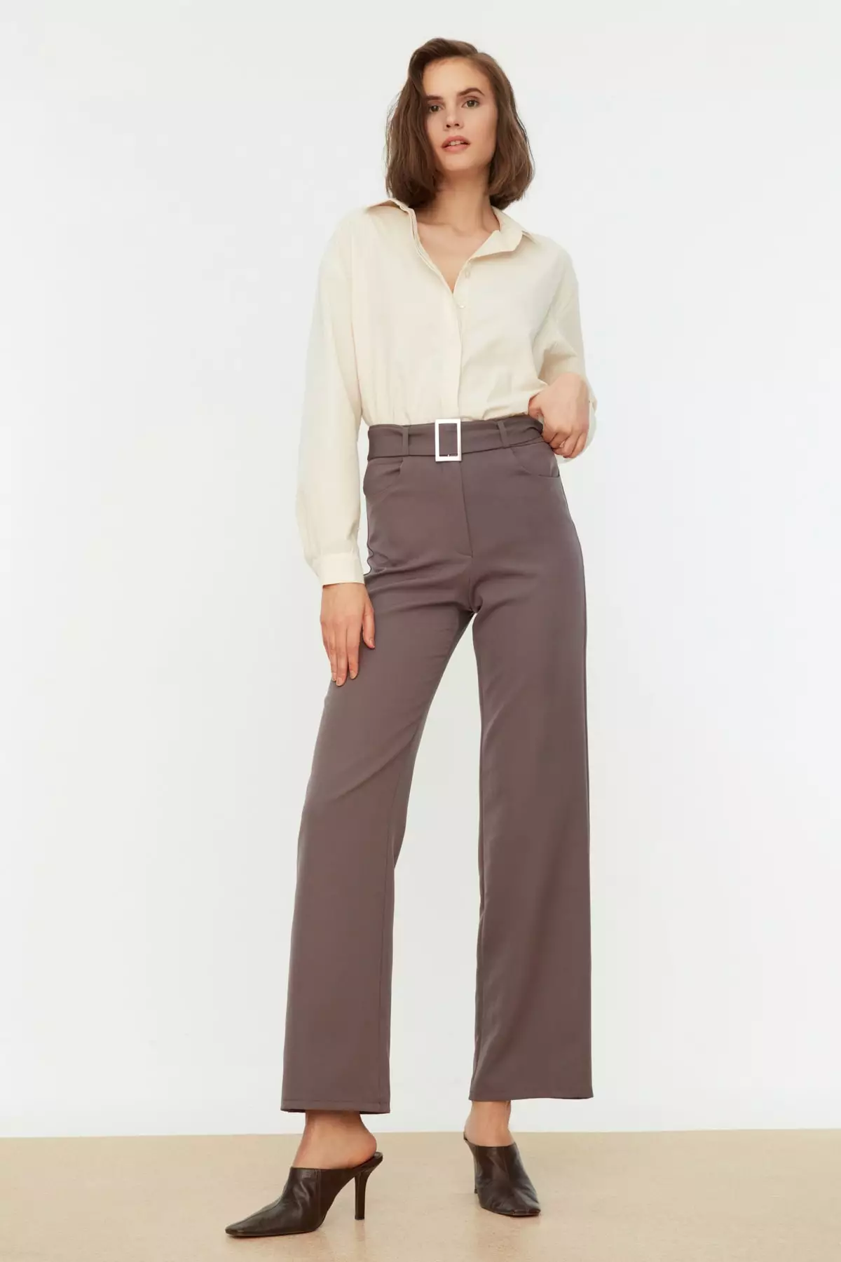 Belted Straight Cut Pants