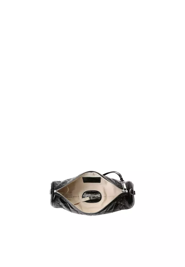 Croissant Barrel Crossbody Clutch Bag - Black