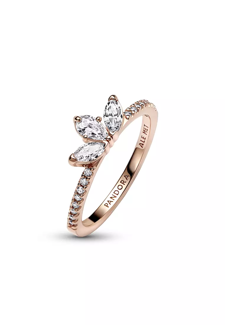 Pandora 14k Rose Gold Plated Sparkling Herbarium Cluster Ring