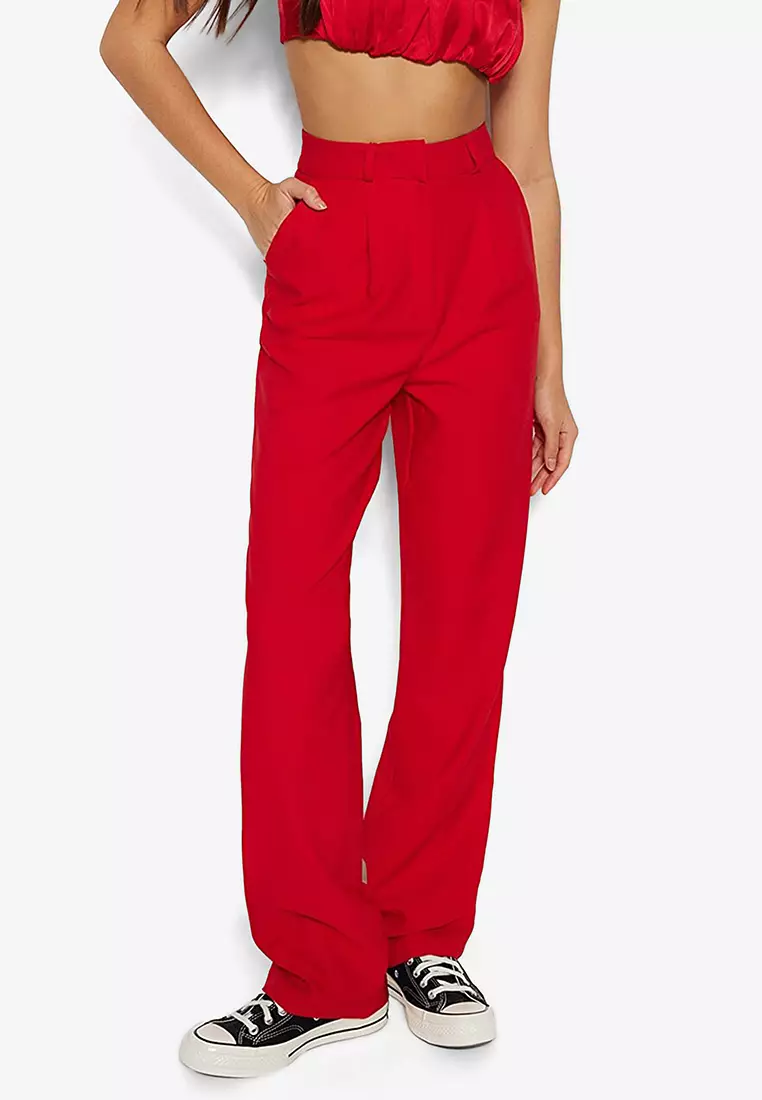 Red on sale crop trousers