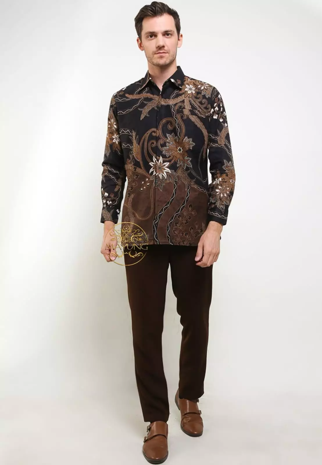 Widaninggara Item Kemeja Batik Pria Premium Slimfit Modern Lengan Panjang