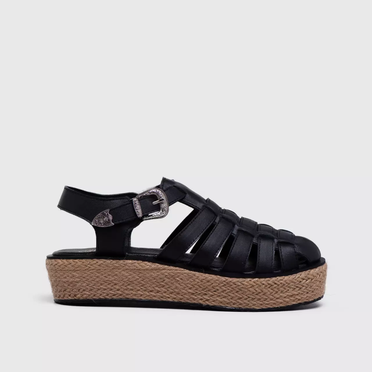 Rendeveous Platform Genuine Leather Black