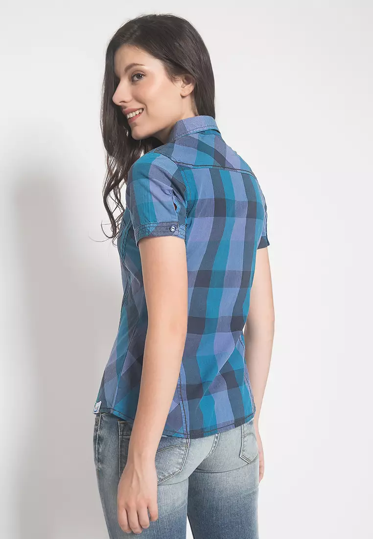 LGS - Kemeja Wanita - Biru - Motif Kotak-Kotak LSH.380.S1124.432.I.C