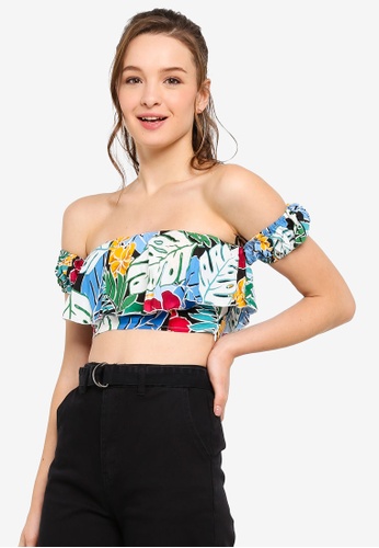 Buy Forever 21 Floral Off Shoulder Cropped Top Online On Zalora