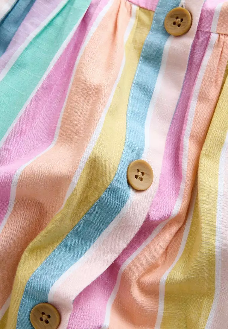 Stripe Short Sleeve Button Through Dress