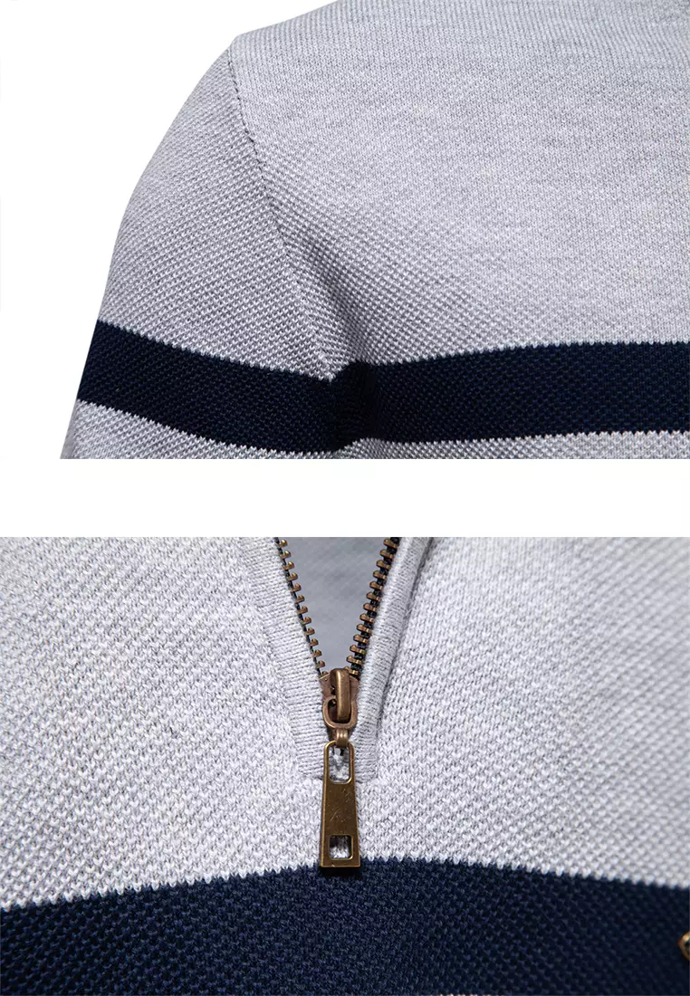 Contrast Stand Collar Knitwear AX-SW135