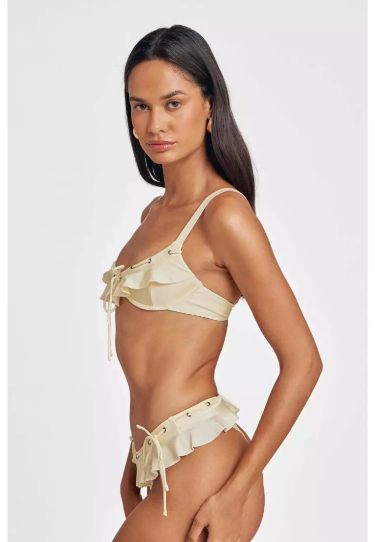 Debi Ruffled Cheeky Bikini Bottoms / Butter Yellow