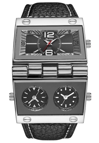 Oulm black OULM Very Large Men's Quartz Watch - 55x55mm - Steel case, Black Dial, Black Leather Strap 5A4A9AC91D56D1GS_1
