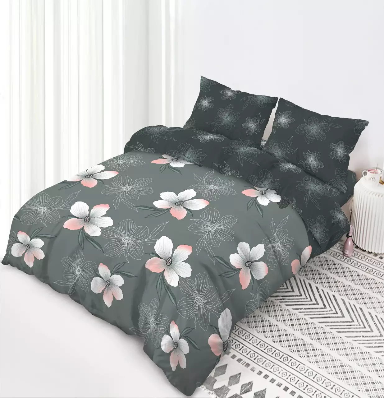 Jual Akiko Vito Bedcover Set Bunga Aesthetic Ukuran Queen 160x200