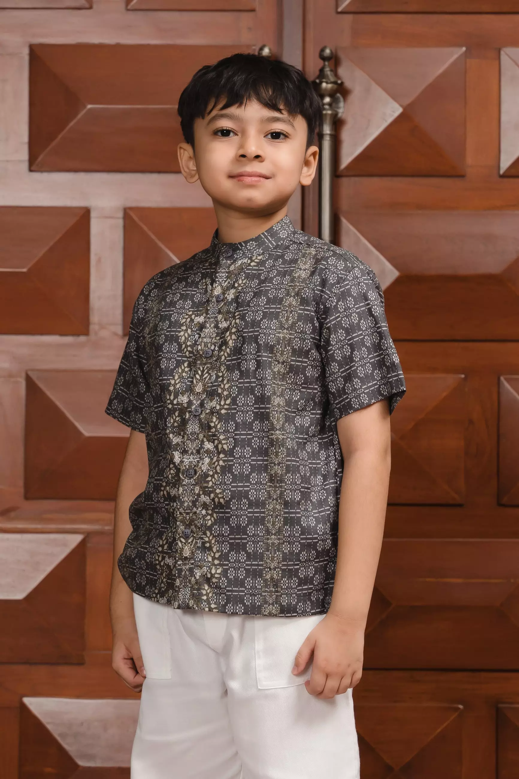 AMK Sarimbit Keluarga Set Gharyan Series Dark Grey Junior Koko Anak