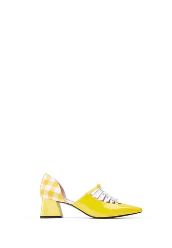 House of Avenues yellow Ladies Ribbon Bow D'Orsay Pumps 5502 Yellow 96D10SHDB0F1DCGS_1
