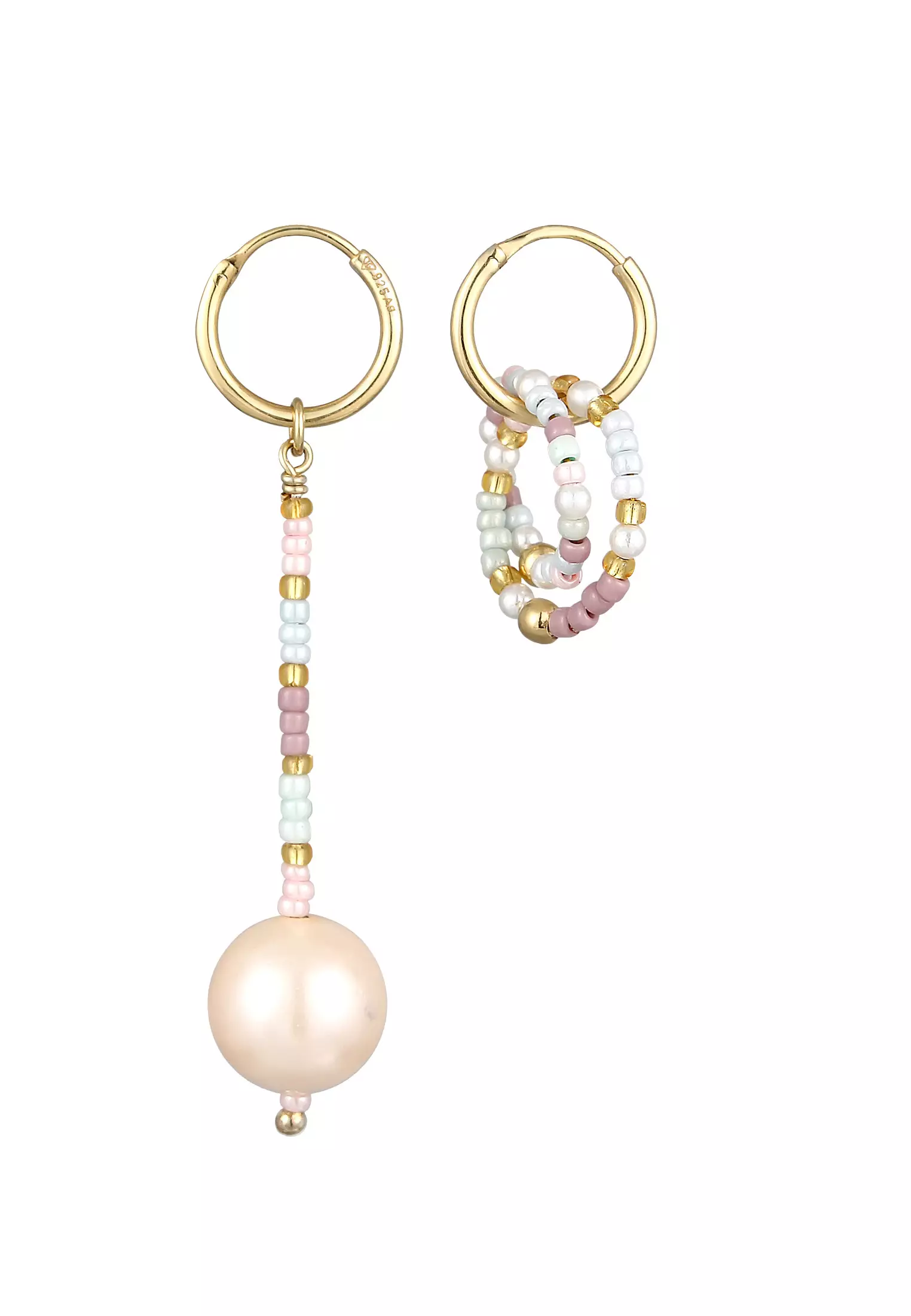 Earrings Creole Shell Pearl Copper Multicolour