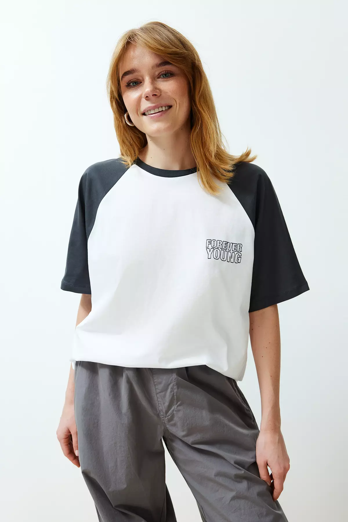 Trendyol Cotton Raglan Sleeves Graphic T-Shirt