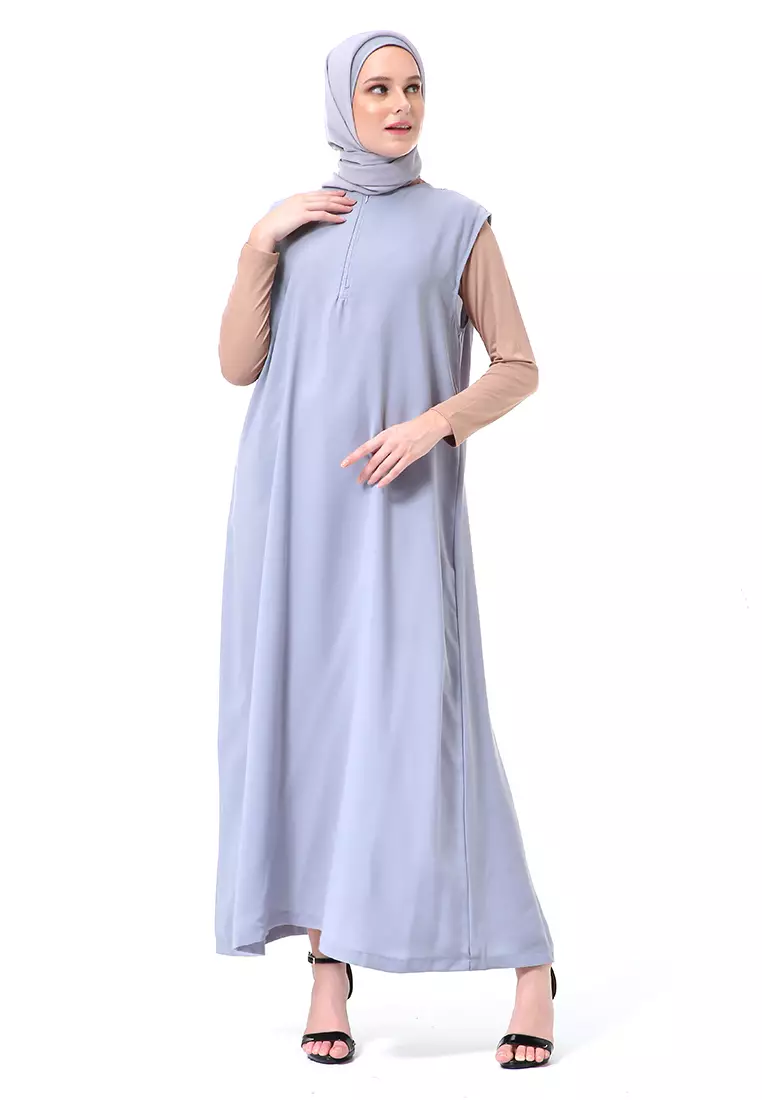 Callista Basic Sleeveless Abaya Busui Friendly Premium High Quality - Silver