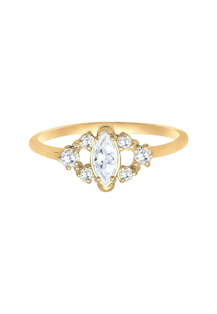 Ring Glamorous Bandring Zirconia Crystals Gold Plated