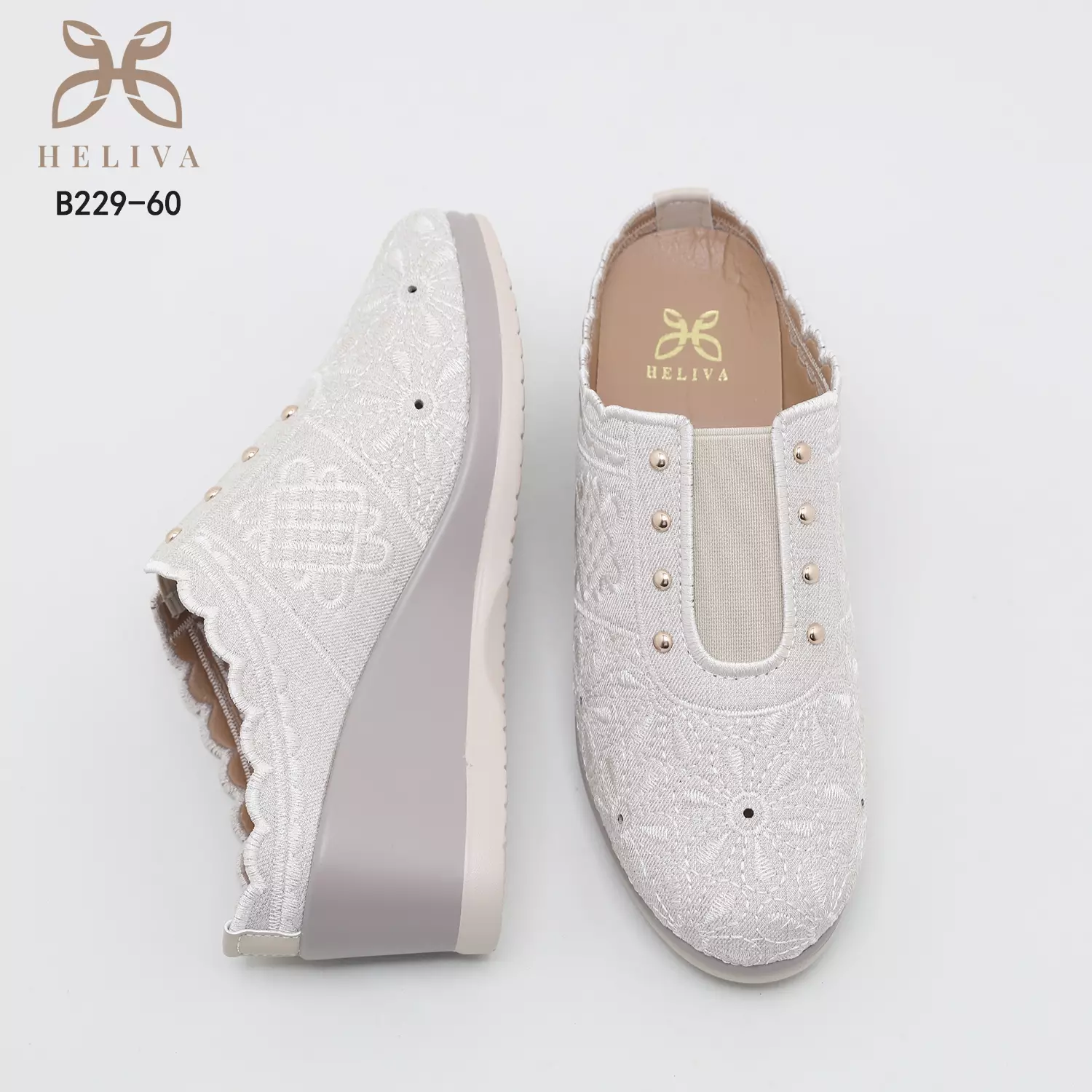 Heliva Jenaya Wedges Shoes Ladies Casual Knitted Flower Pattern
