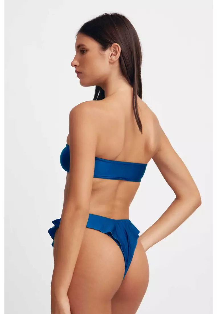 Nadia Scrunched Bandeau Bikini Top / Jazzy Blues Gloss