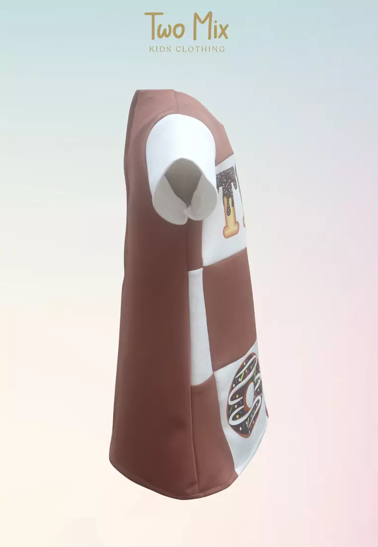 TWO MIX - Baju Anak Perempuan Print Donut - Dress Anak Gratis Tas Donut Lucu 1-8 Tahun 4297