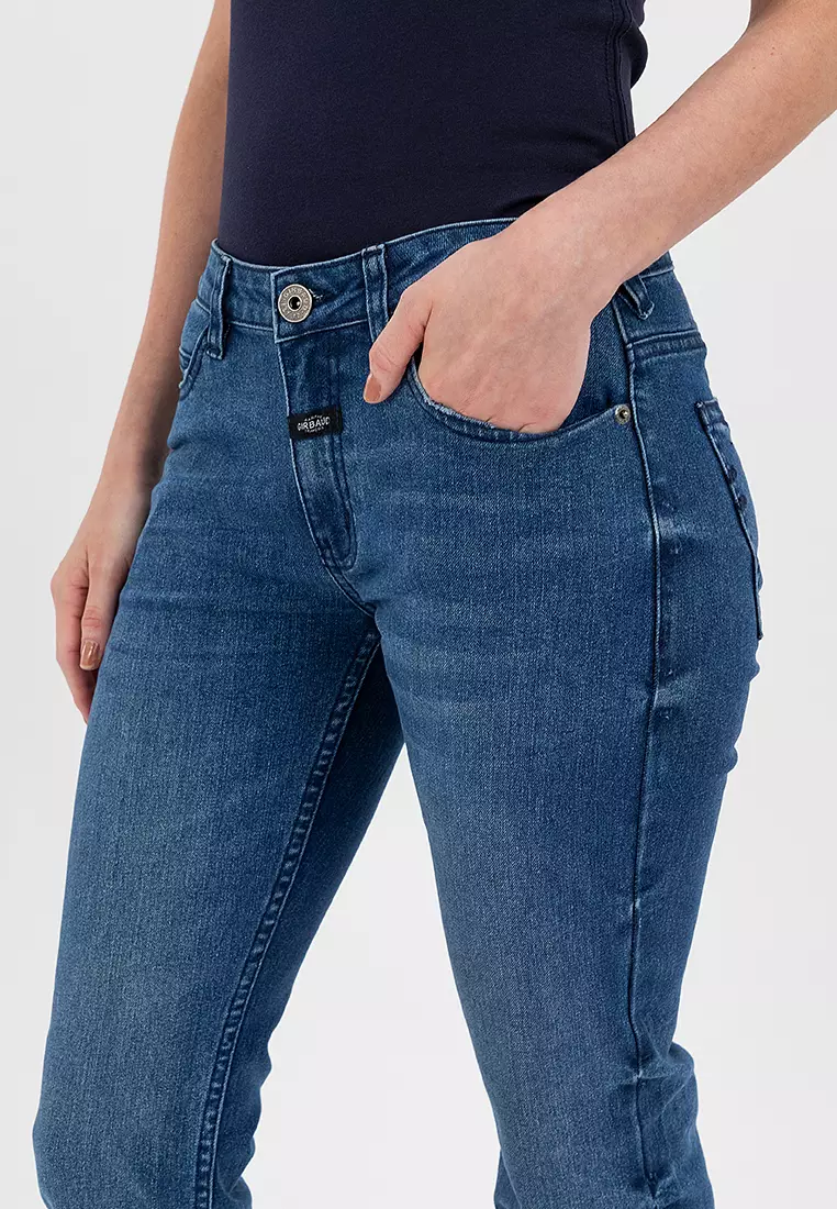 Ladies MW Slim Jeans Dark Blue