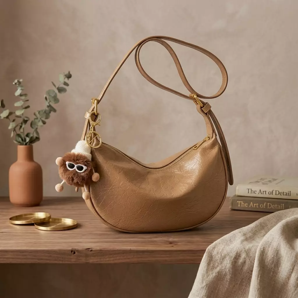 Vedlyn Elvi Tas selempang wanita lucu free gantungan - Brown