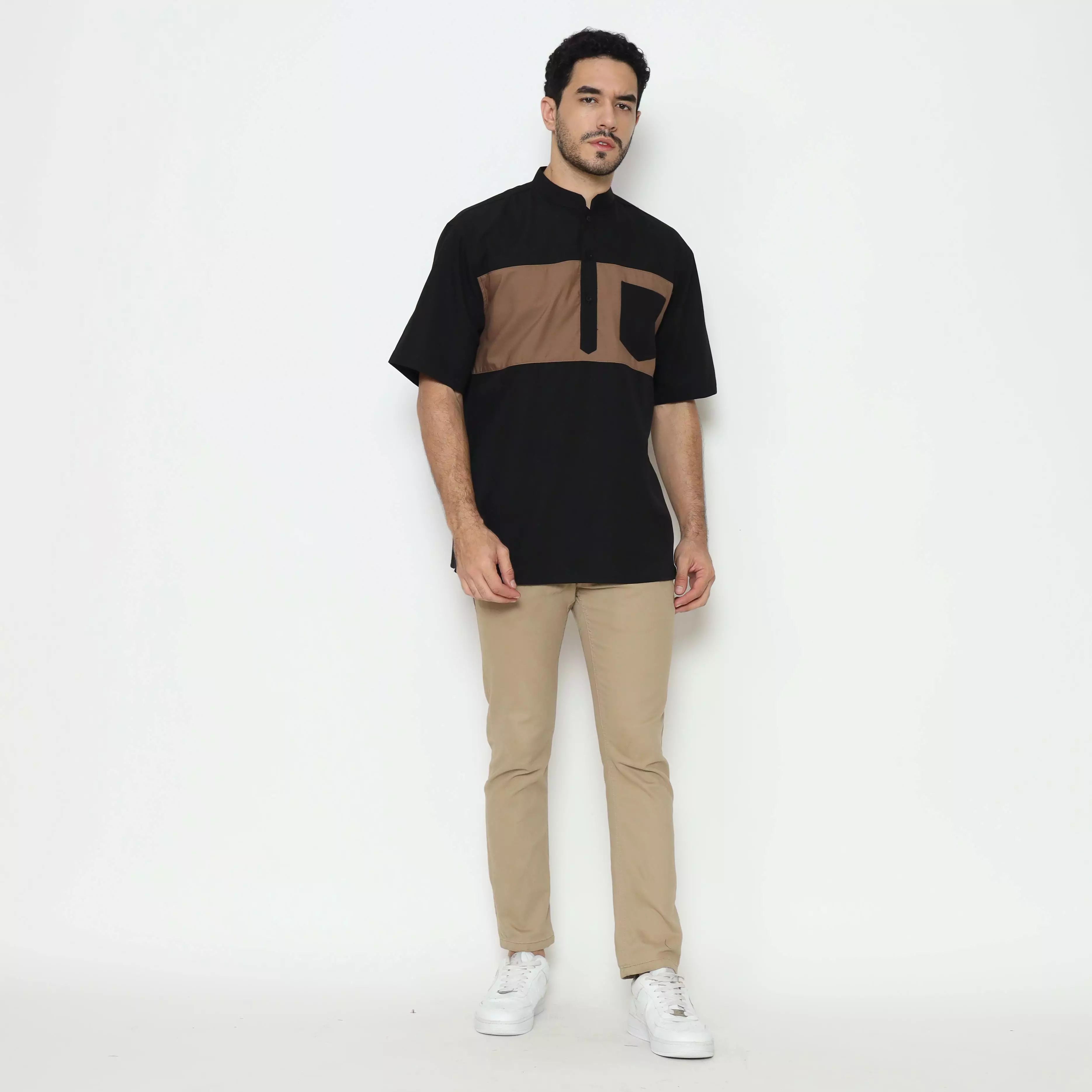 AMK Kemeja Koko Pria Lengan Pendek KK BB 010 S/s Cap 6 Black